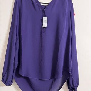 Maurices Purple Relaxed Blouse with Mandarin Collar